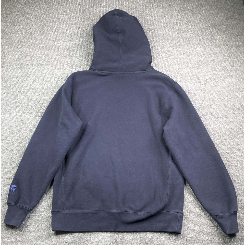 MF DOOM Hoodie Mens Medium Navy Blue Gas Drawls Graphic Pullover Sweatshirt - Picture 2 of 10